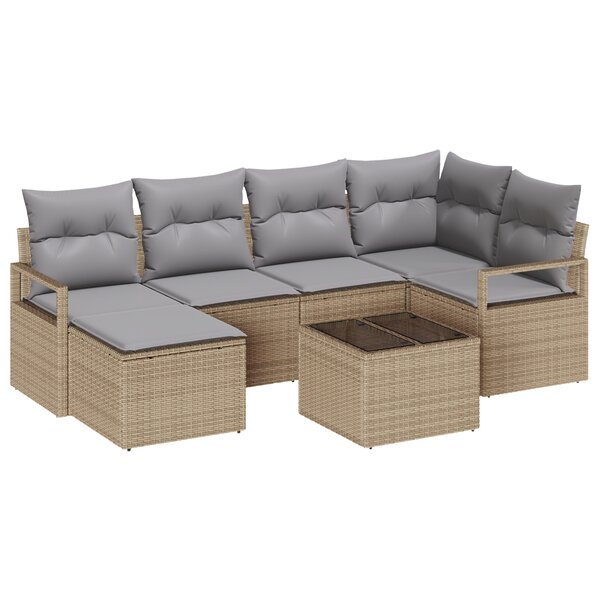 Ensemble de canapés de jardin à 7 pièces avec coussins en poly rotin noir vidaXL