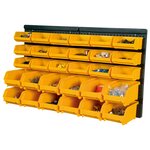 vidaXL Kit de bacs de stockage et panneaux muraux 32 Pièces Jaune et noir
