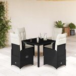 vidaXL Ensemble de bistro de jardin 5 Pièces coussins noir poly rotin