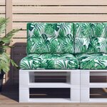 vidaXL Coussin de palette motif de feuilles 60x40x12 cm tissu