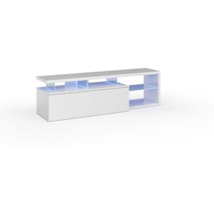 Meuble TV réversible BLUE-TECH - Mélaminé blanc laqué - 150 x 41 x 43 cm