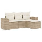 vidaXL Salon de jardin avec coussins 4 Pièces beige résine tressée