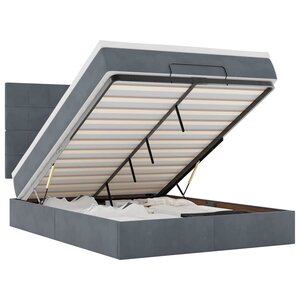 vidaXL Cadre de lit ottoman avec matelas gris foncé 140x200 cm velours