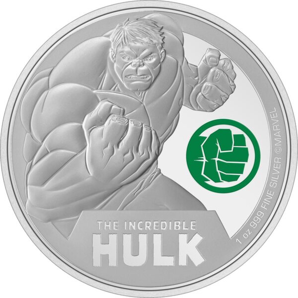 Pièce de monnaie en Argent 2 Dollars g 31.1 (1 oz) Millésime 2024 Marvel Niue INCREDIBLE HULK