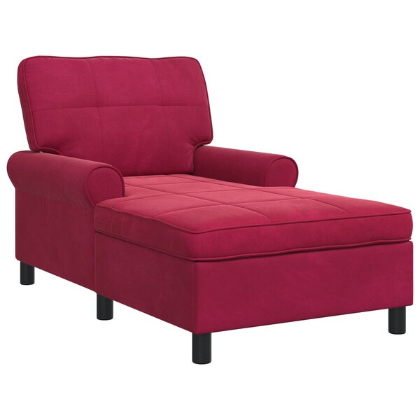 vidaXL Chaise longue avec coussin Bordeaux 91 x 157 x 91 cm Velours