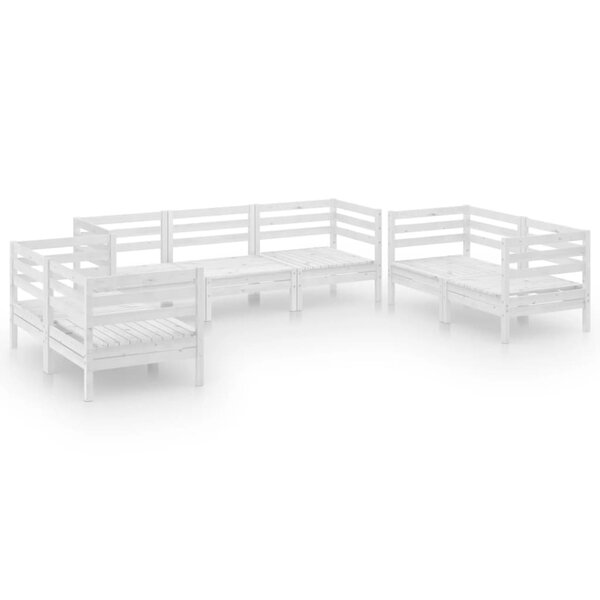 vidaXL Salon de jardin 7 Pièces Blanc Bois de pin massif