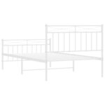 vidaXL Cadre de lit métal sans matelas et pied de lit blanc 107x203 cm