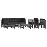 vidaXL Salon de jardin 7 Pièces avec coussins gris bois massif