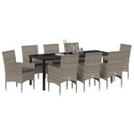 vidaXL Ensemble de salle à manger pour jardin 9 Pièces Gris polyrotin