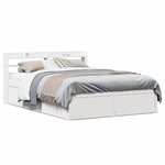 vidaXL Cadre de lit avec tête de lit blanc 135x190 cm bois pin massif