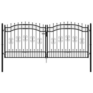 vidaXL Portail et sommet de lance Noir 305x173 cm Acier enduit poudre