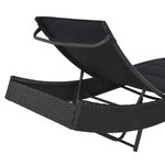 vidaXL Chaise longue Résine tressée et textilène Noir