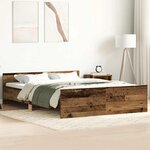 vidaXL Cadre de lit sans matelas vieux bois 120x190 cm bois ingénierie