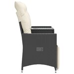 vidaXL Canapé de jardin inclinable 2 places avec table noir poly rotin