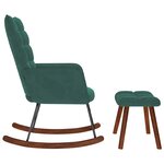 vidaXL Chaise à bascule avec tabouret en velours vert foncé