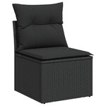 vidaXL Salon de jardin 5 Pièces avec coussins noir résine tressée acacia