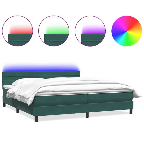 vidaXL Sommier à lattes de lit et matelas et LED vert foncé 180x210cm velours