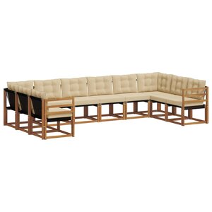 vidaXL Ensemble de canapés d'extérieur 10 pc Naturel et Beige