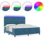 Lit à ressorts vidaXL avec matelas et LED Bleu foncé 200x200 cm Velours