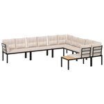 vidaXL Salon de jardin avec coussins 6 Pièces noir acier enduit de poudre