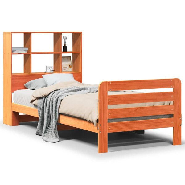 vidaXL Cadre de lit sans matelas cire marron 75x190 cm bois pin massif