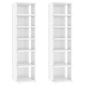 vidaXL Armoires à chaussures 2 Pièces Blanc brillant 27 5x27x102 cm