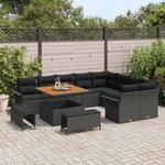 vidaXL Ensemble de canapé de jardin 12 Pièces Noir polyrotin