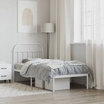 vidaXL Cadre de lit métal avec tête de lit blanc 90x190 cm
