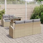 vidaXL Ensemble de canapé de jardin avec coussin 6 Pièces Beige polyrotin