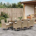 vidaXL Ensemble de salle à manger pour jardin 9 Pièces Beige polyrotin