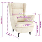 vidaXL Fauteuil blanc crème velours
