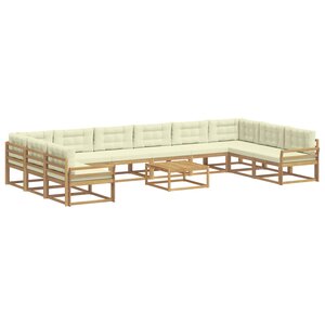 vidaXL Ensemble de canapés d'extérieur 11 pc Blanc et crème