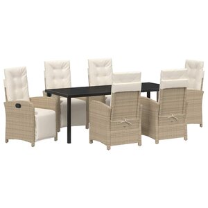 vidaXL Ensemble de salle à manger pour jardin 7 Pièces Beige polyrotin
