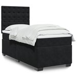 vidaXL Sommier à lattes de lit avec matelas Noir 90x190 cm Velours