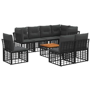 vidaXL Ensemble de canapés d'extérieur 9 Pièces Noir et Gris foncé