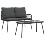 vidaXL Ensemble de salle à manger jardin avec coussins en poly rattan noir