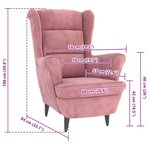 vidaXL Fauteuil rose velours