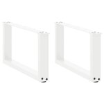 vidaXL Pieds de table basse en U 2 pièces Blanc 70 x (30-31) cm Acier