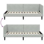 vidaXL Cadre de lit d'angle avec tête de lit Gris clair 90 cm x 190 cm