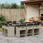 vidaXL Ensemble à manger de jardin 11Pièces avec coussins gris poly rotin
