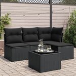 vidaXL Salon de jardin 5 Pièces avec coussins noir résine tressée