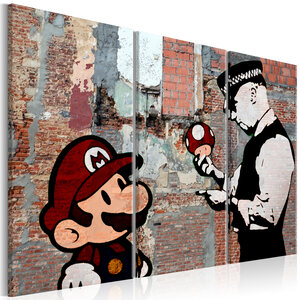 Tableau - banksy: warning l x h en cm 120x80