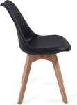 Lot de 4 chaises de salle à manger scandinaves assise rembourré pieds en bois hêtre rétro chaise pour salon chambre cuisine bureau noir 01_0000722
