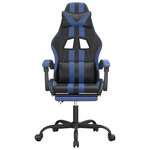 vidaXL Chaise de jeu avec repose-pied Noir et bleu Similicuir