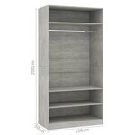 vidaXL Garde-robe Gris cement 100 x 50 x 200 cm Aggloméré