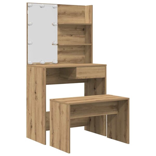 vidaXL Ensemble de coiffeuse avec LED chêne artisanal bois ingénierie