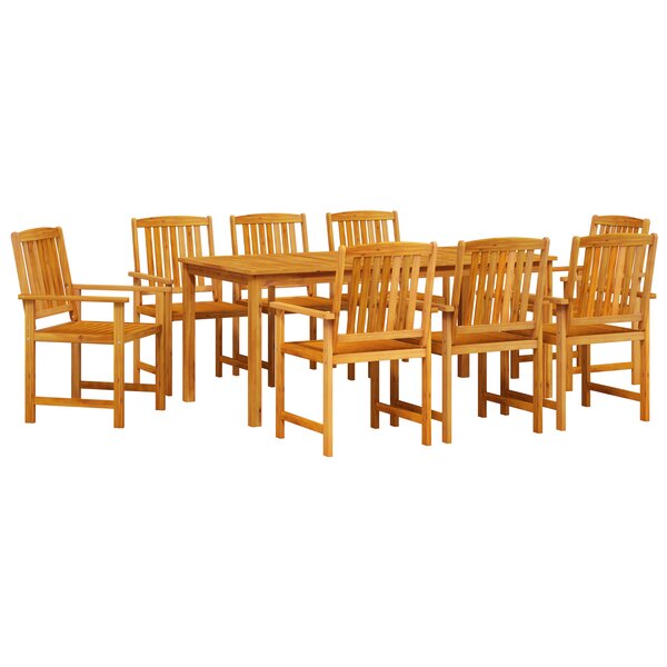vidaXL Ensemble repas jardin 9 Pièces Bois Naturel 200 x 100 x 75 cm