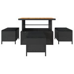 vidaXL Ensemble de salle à manger de jardin 4 pièces avec coussins noirs en poly rotin et acacia