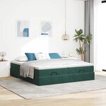 vidaXL Cadre de lit ottoman avec matelas vert foncé 200x200 cm velours