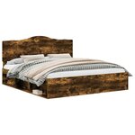vidaXL Cadre de lit Chêne fumé 180 x 200 cm Pin massif
